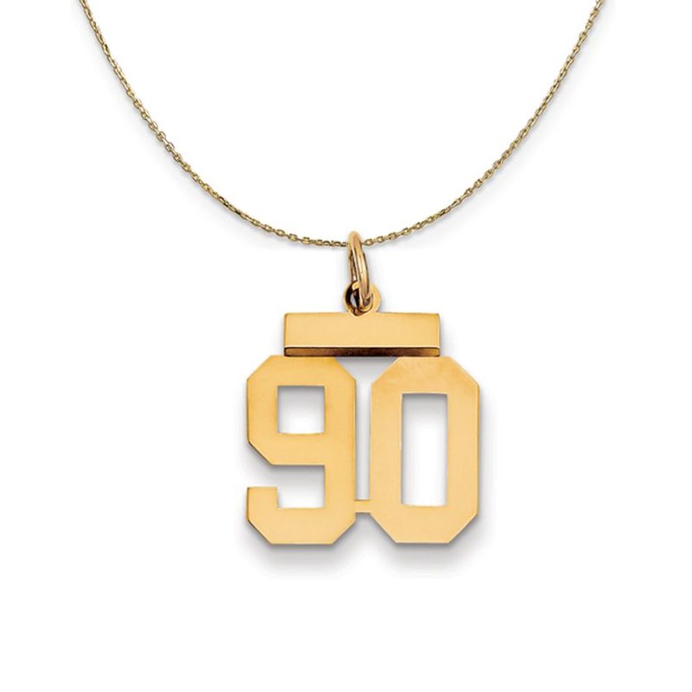 14k Yellow Gold, Athletic, Sm Polished Number 90 Necklace - 16 Inch